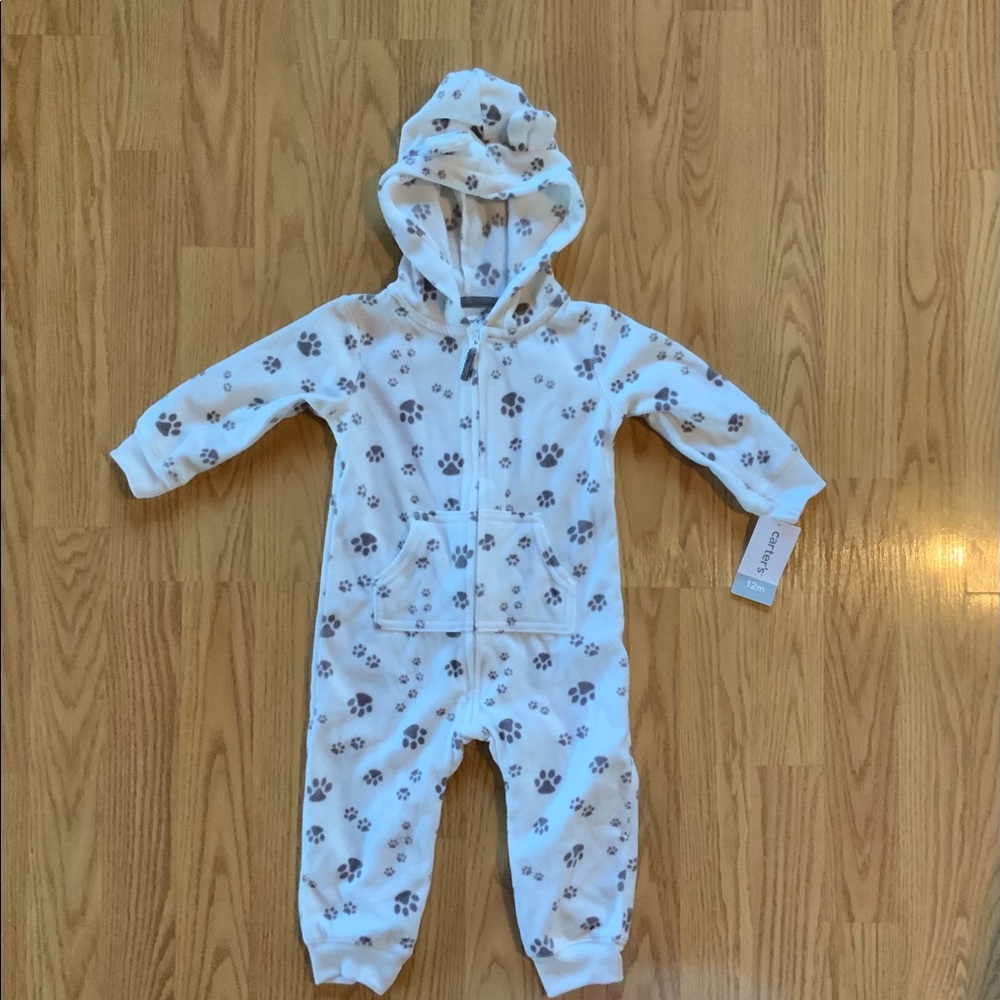 Carter’s Infant Hooded One Piece Doggy Paw Prints, 12months